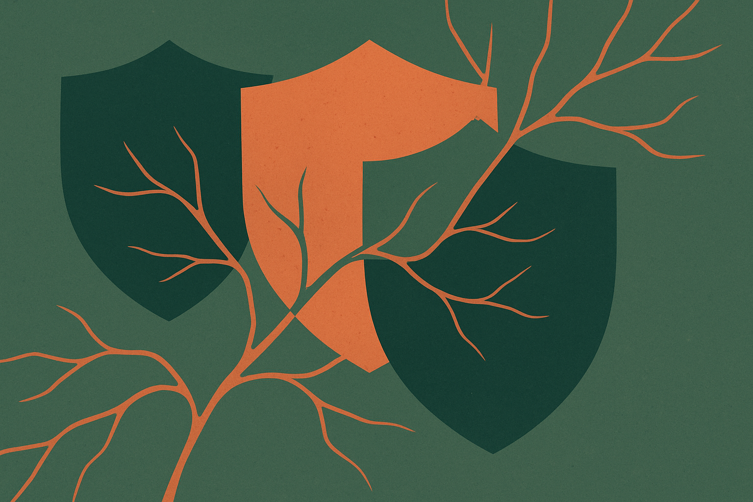 Abstract illustration representing cybersecurity layers and network vulnerabilities