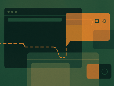 Abstract illustration of browser security boundaries with layered translucent shapes