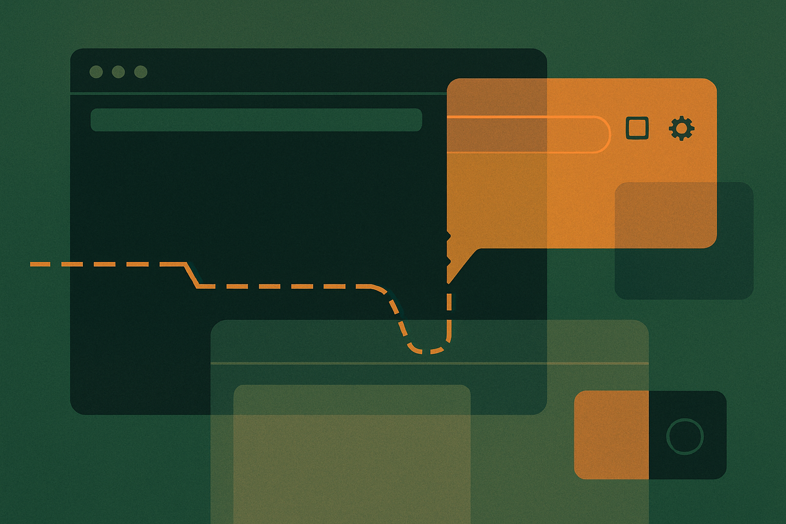 Abstract illustration of browser security boundaries with layered translucent shapes