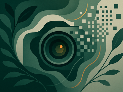 Abstract illustration representing the intersection of photography and artificial intelligence