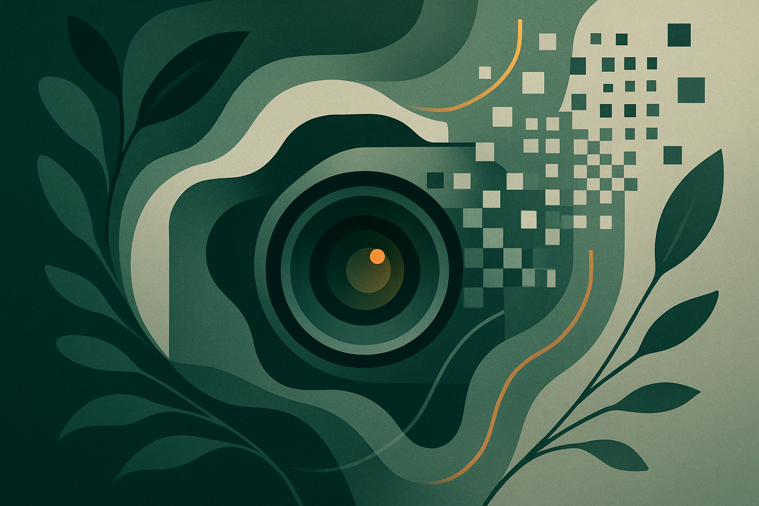 Abstract illustration representing the intersection of photography and artificial intelligence