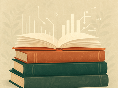 Abstract representation of books and data flows