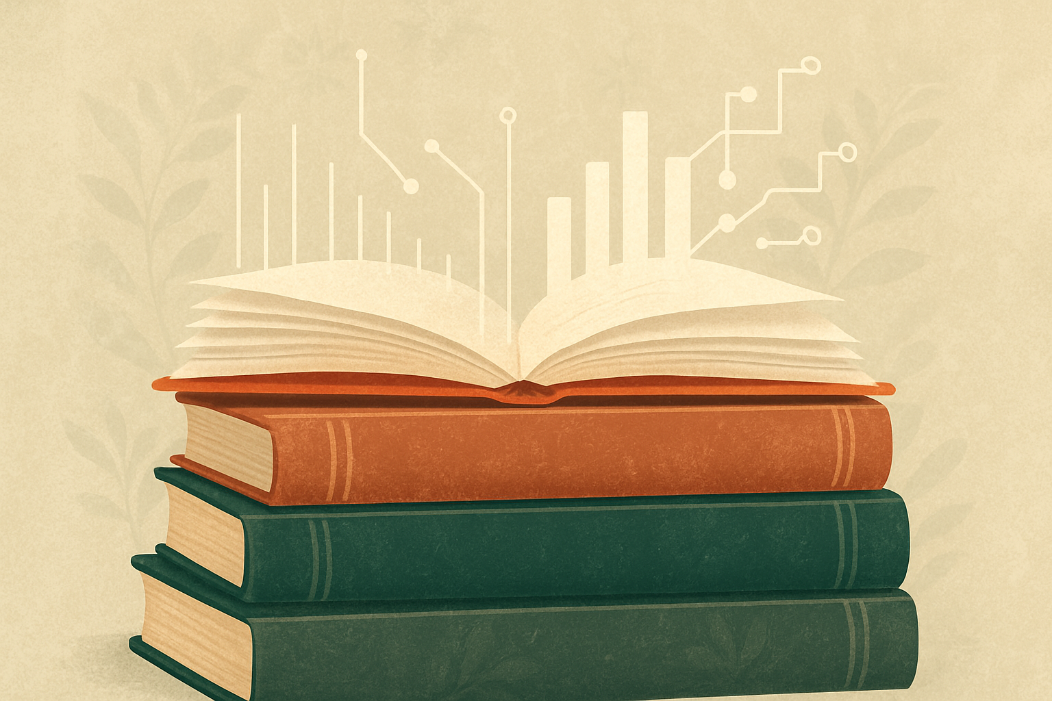 Abstract representation of books and data flows