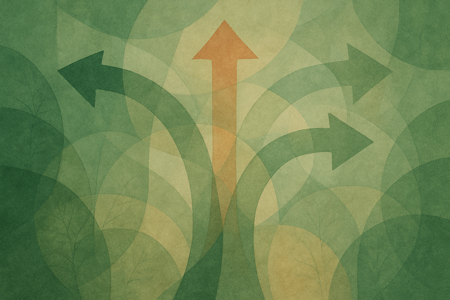 Abstract branching paths representing the complexity of AI-assisted decision-making