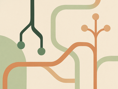 Abstract illustration representing decision pathways and healthcare systems