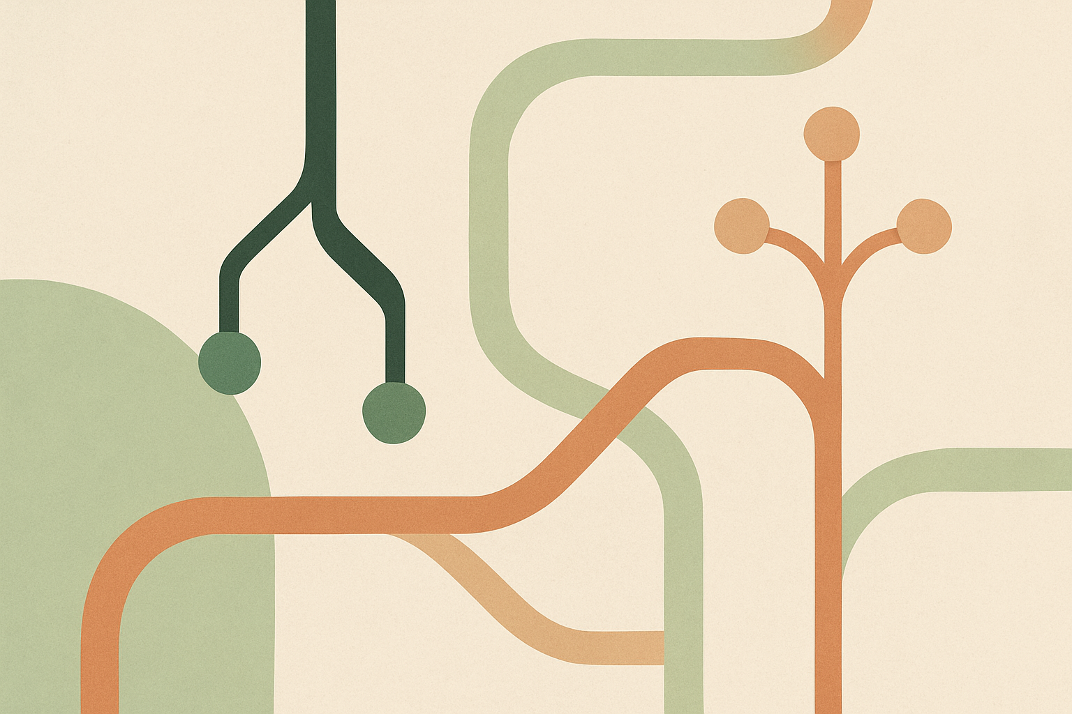Abstract illustration representing decision pathways and healthcare systems