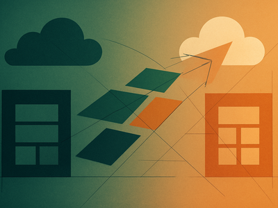 Abstract illustration of cloud infrastructure transition and strategic migration