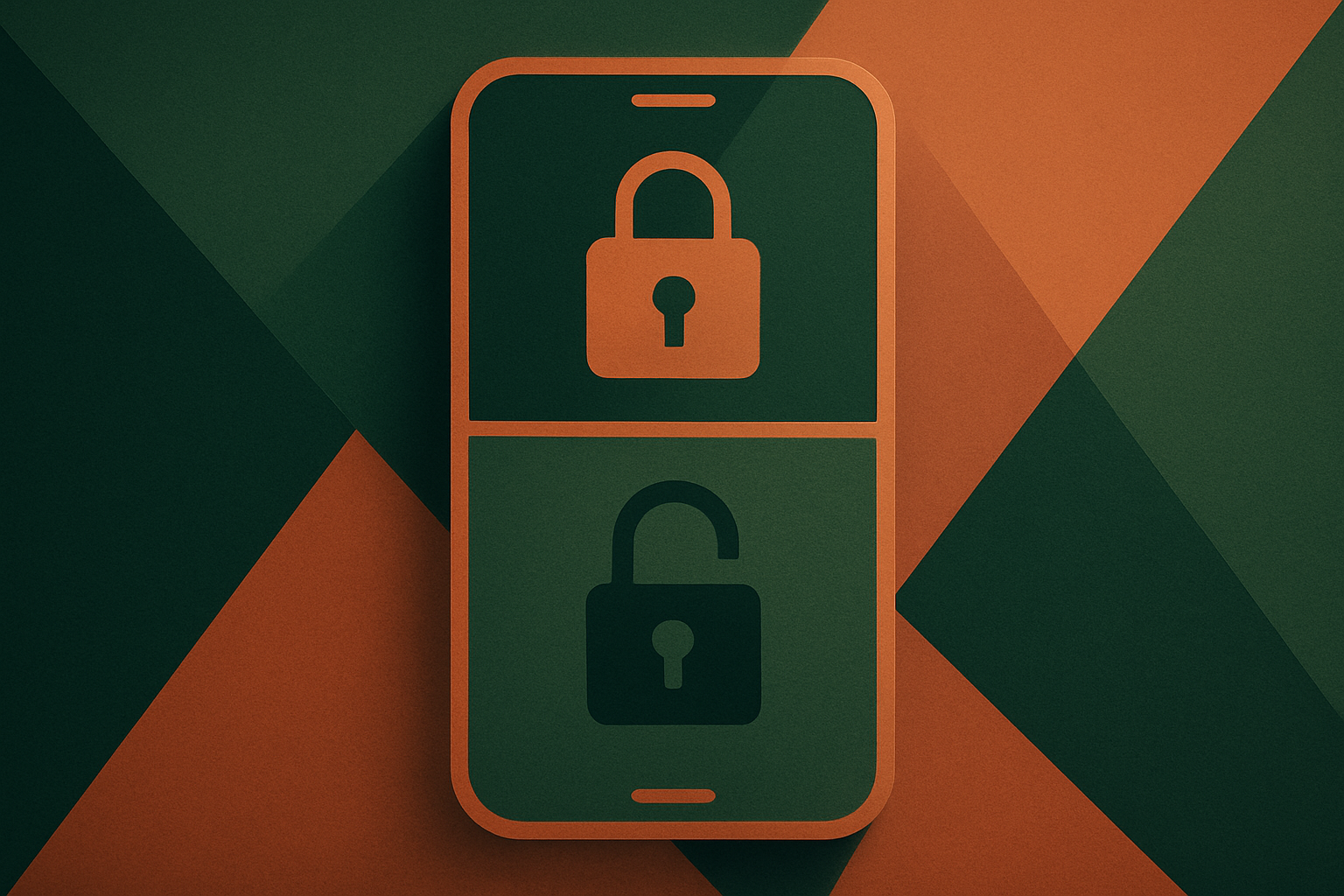 Abstract illustration of a smartphone divided into locked and accessible sections
