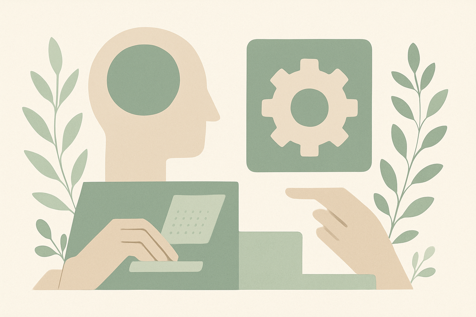 Abstract illustration of overlapping shapes representing human and AI collaboration