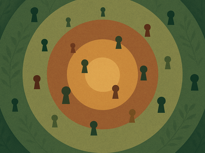 Abstract illustration representing credential reuse and multiple account access points