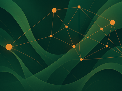 Abstract illustration representing AI-assisted mathematical discovery with flowing curves and geometric intersections
