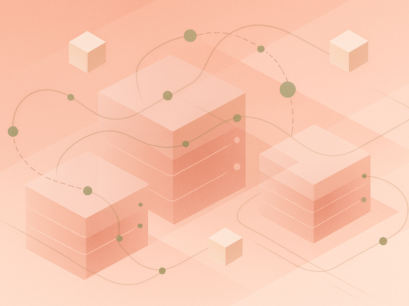 Abstract illustration representing self-hosted platform deployment infrastructure with layered geometric forms