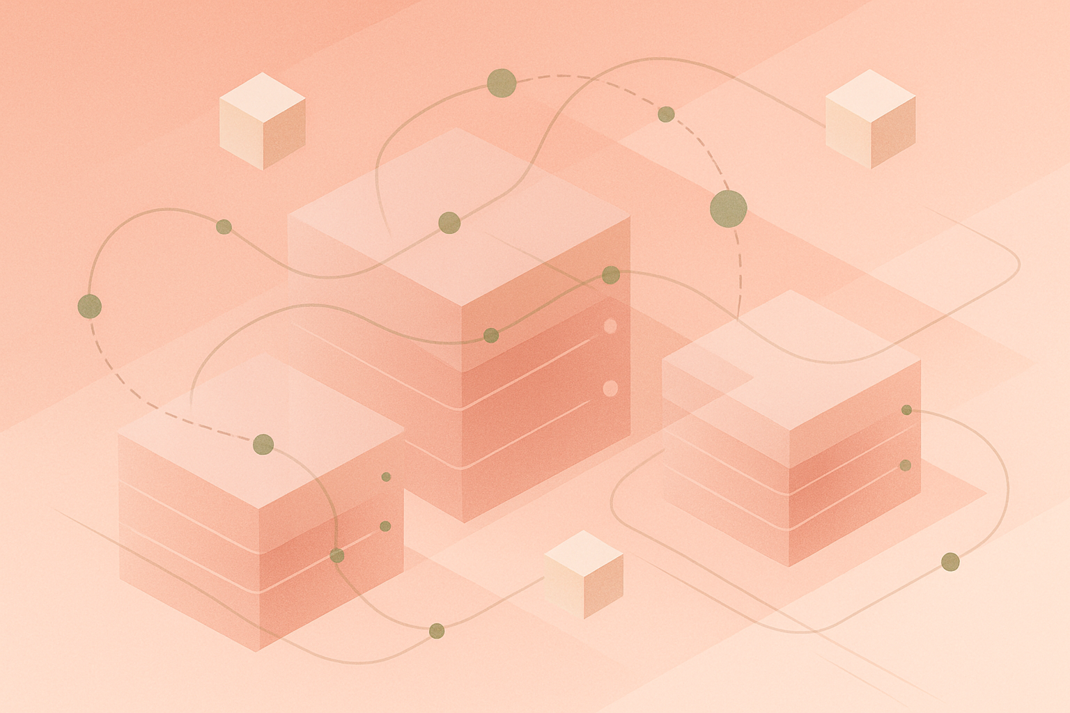 Abstract illustration representing self-hosted platform deployment infrastructure with layered geometric forms