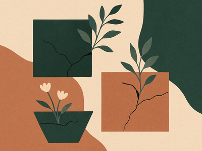 Abstract illustration of fragmented containers with organic elements suggesting security boundary escape
