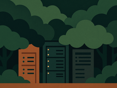 Abstract representation of data center infrastructure and community concerns