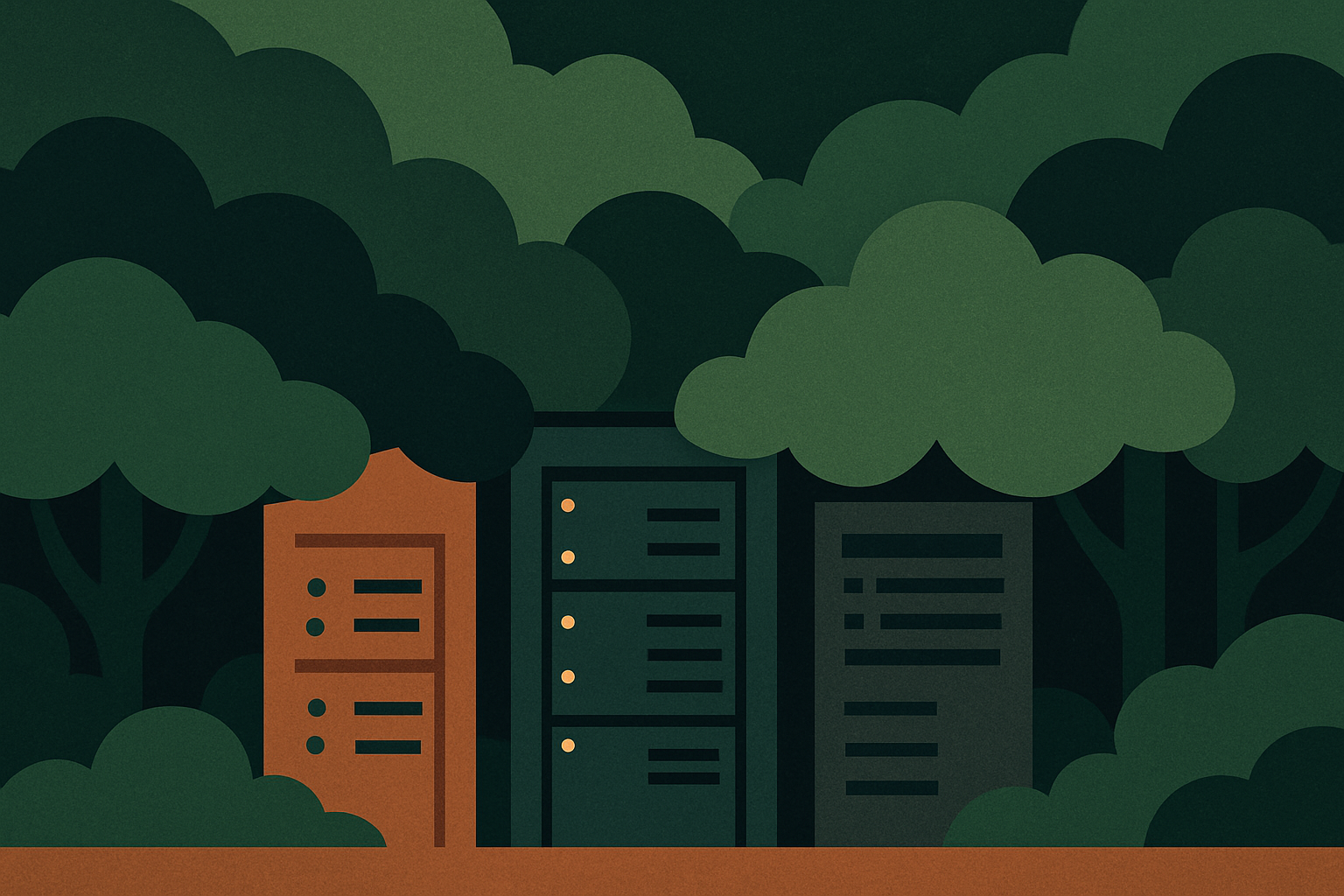 Abstract representation of data center infrastructure and community concerns