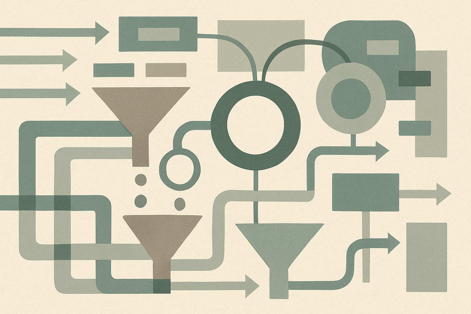 Abstract illustration of data filtering and prioritization systems