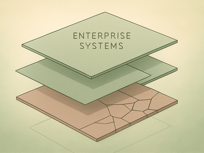 Abstract illustration of connected enterprise systems with vulnerability