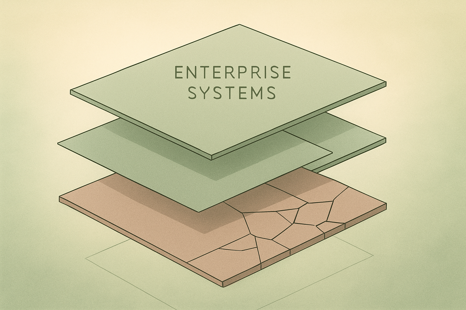 Abstract illustration of connected enterprise systems with vulnerability