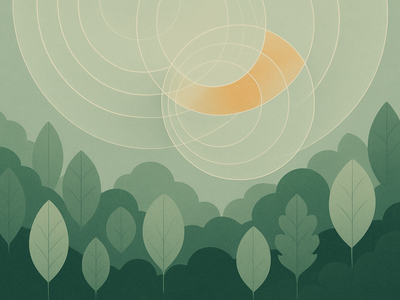 Abstract illustration representing satellite monitoring systems and forest ecosystems