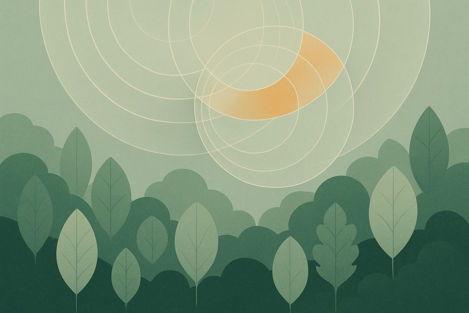 Abstract illustration representing satellite monitoring systems and forest ecosystems