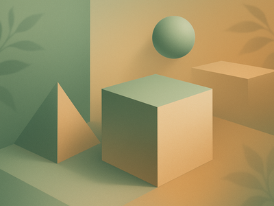 Abstract geometric forms representing three-dimensional design and spatial interfaces