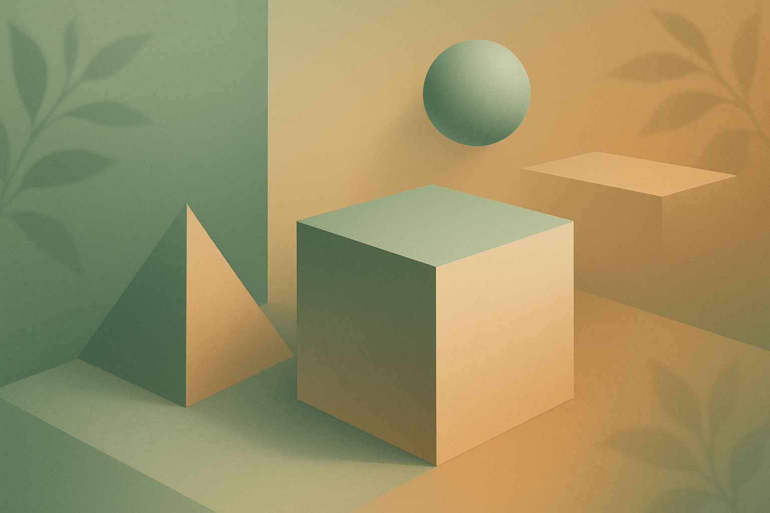 Abstract geometric forms representing three-dimensional design and spatial interfaces