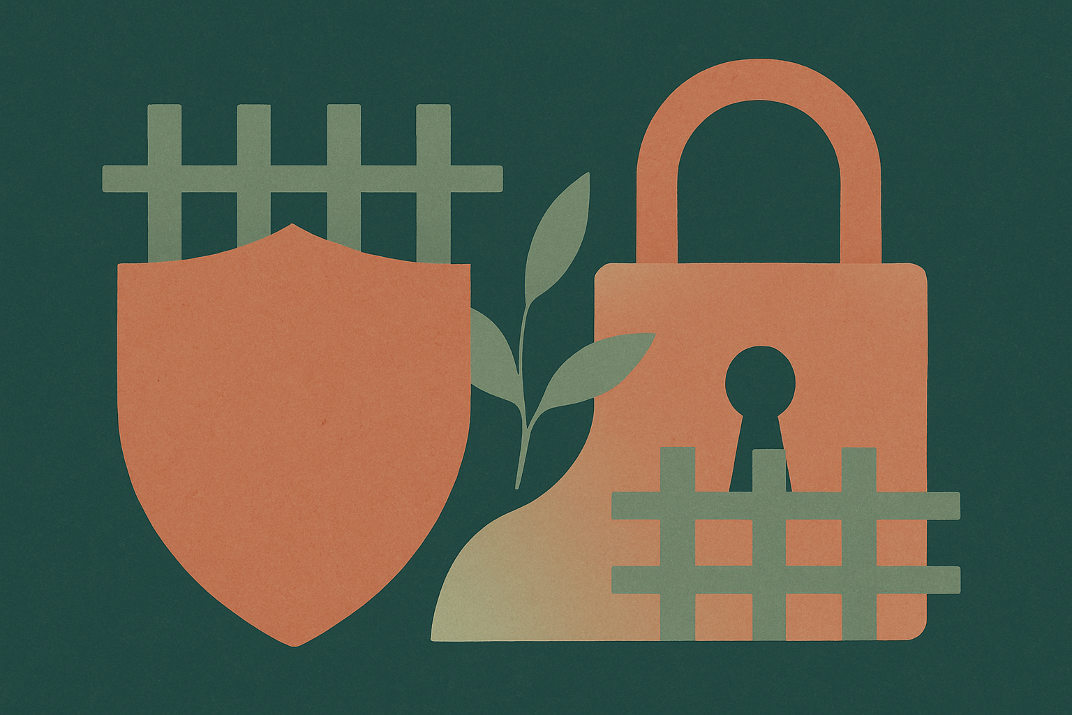 Abstract geometric shapes with gaps representing security vulnerabilities in physical access controls