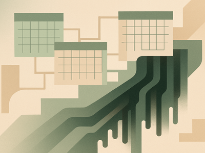 Abstract illustration showing calendar grids with hidden data pathways