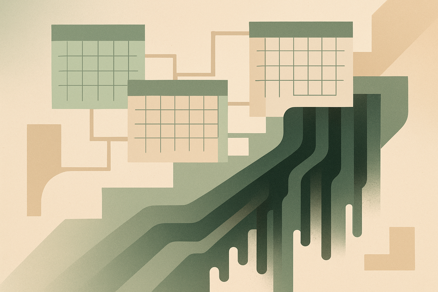 Abstract illustration showing calendar grids with hidden data pathways