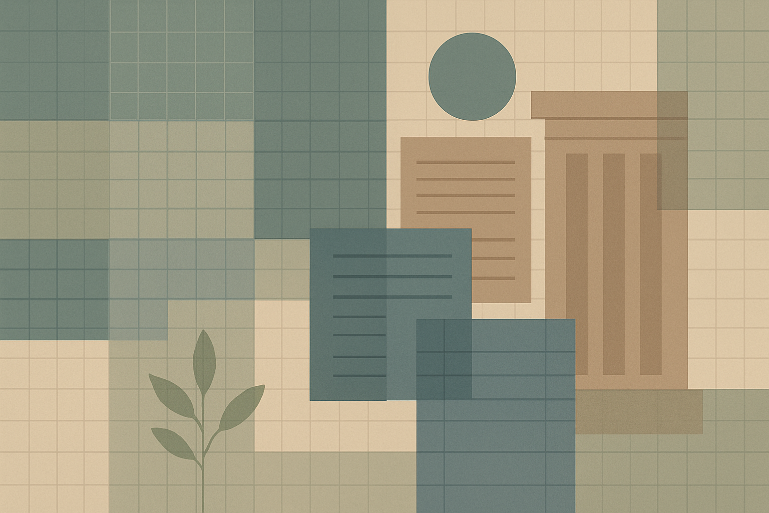 Abstract intersecting grids representing government data systems and institutional oversight