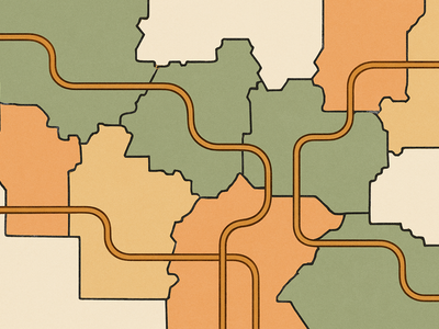 Abstract illustration of interconnected boundaries and pathways