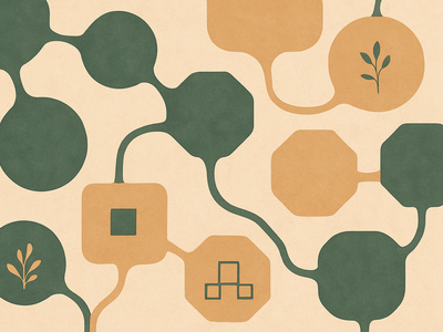 Abstract illustration representing local AI agent processing with interconnected organic shapes