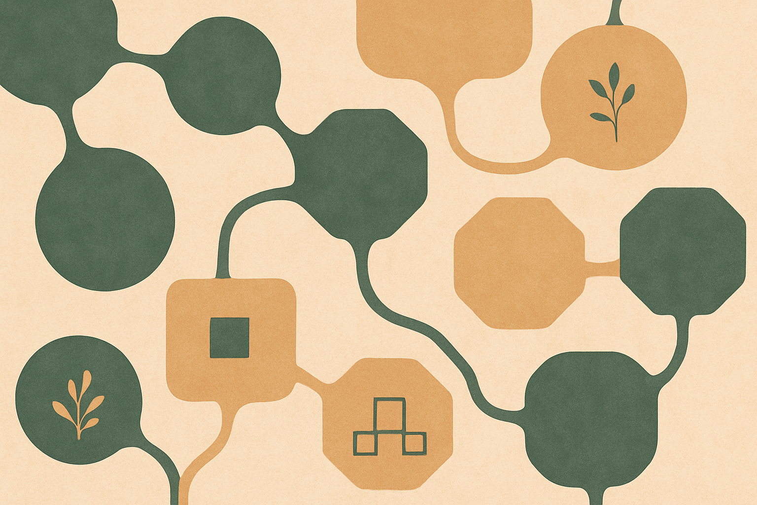 Abstract illustration representing local AI agent processing with interconnected organic shapes