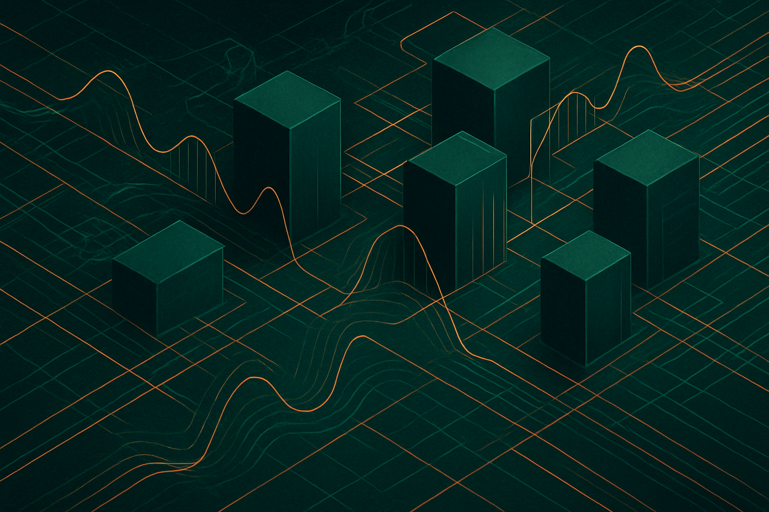 Abstract illustration representing cloud infrastructure and electrical grid interaction