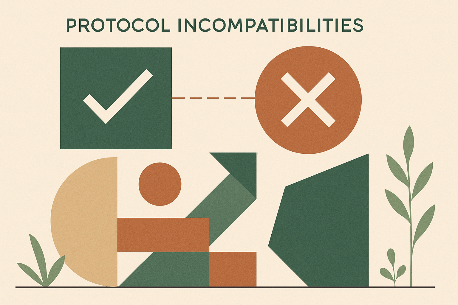 Abstract geometric shapes representing protocol implementation gaps