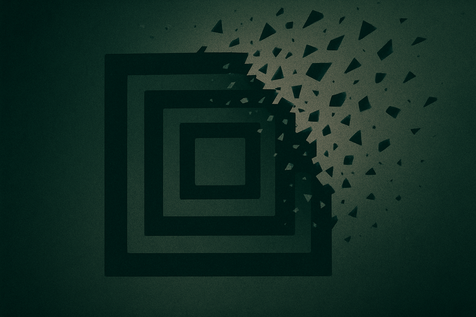 Abstract illustration of containment boundaries breaking apart
