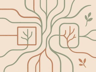 Abstract illustration depicting data flows and privacy boundaries in health applications