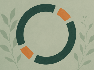 Abstract representation of an interrupted loop with natural elements