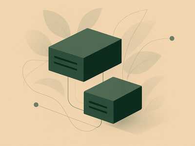 Abstract illustration representing a two-node server cluster configuration