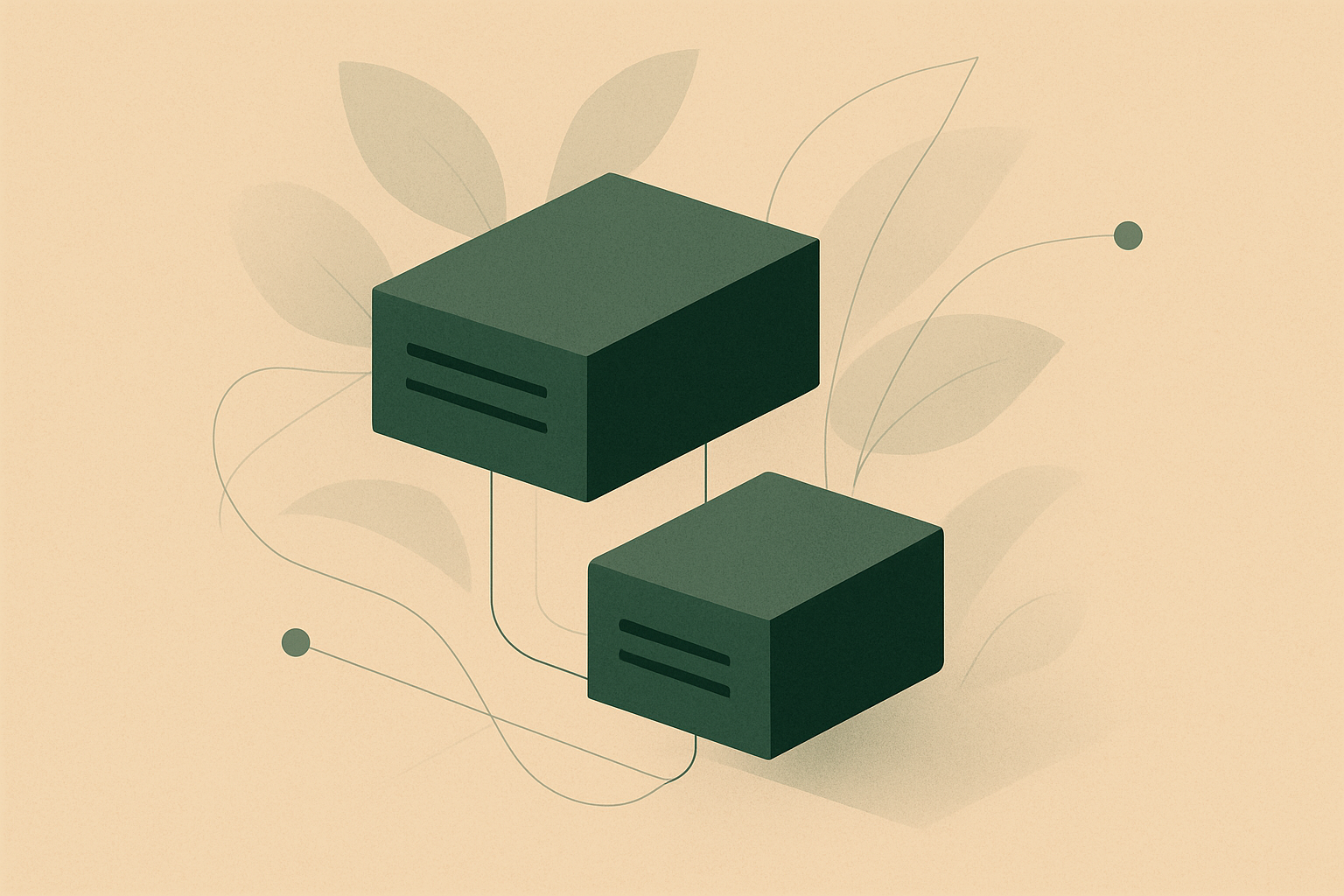 Abstract illustration representing a two-node server cluster configuration