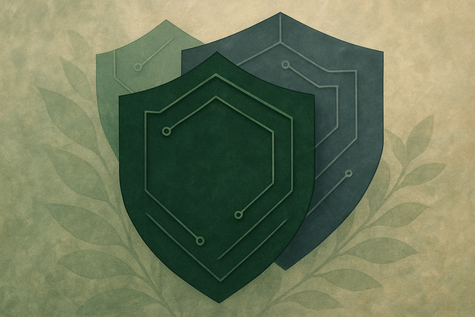 Layered geometric forms suggesting security and structured development