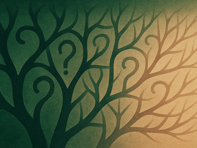 Abstract forest canopy with thinning branches representing changing patterns of developer collaboration