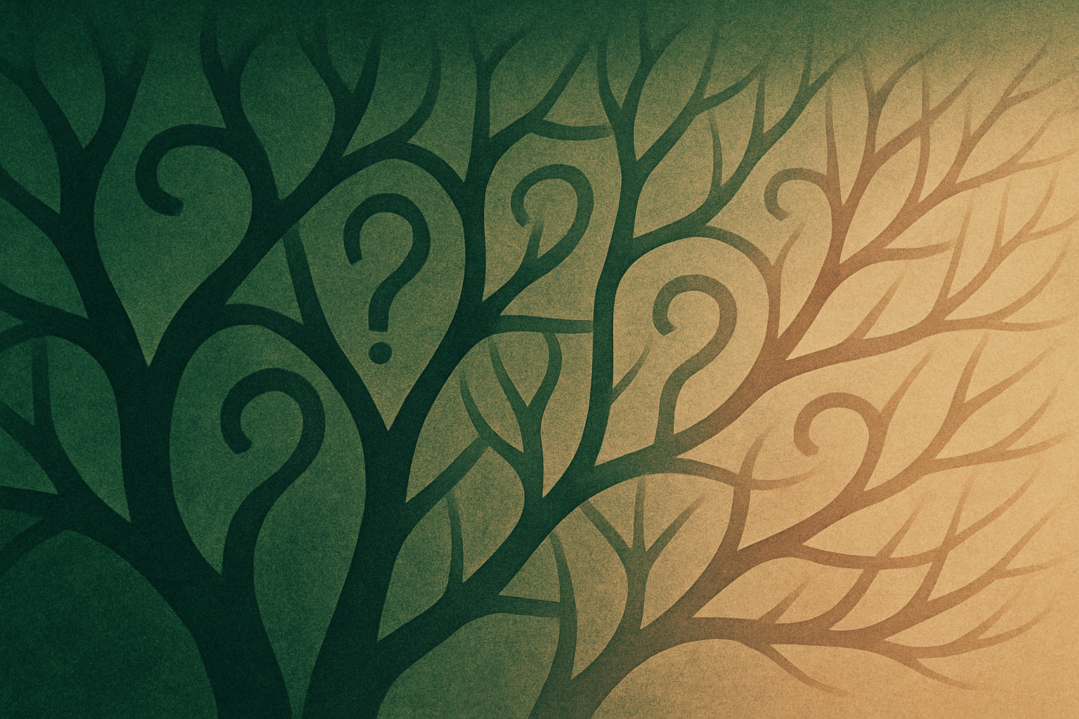 Abstract forest canopy with thinning branches representing changing patterns of developer collaboration