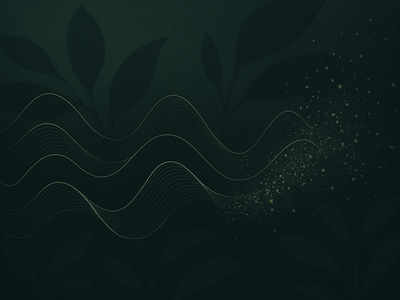 Abstract illustration of data streams and musical waveforms in muted green tones