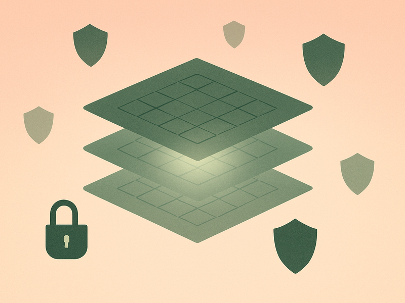 Abstract illustration of layered data planes with checksum patterns representing ZFS storage architecture