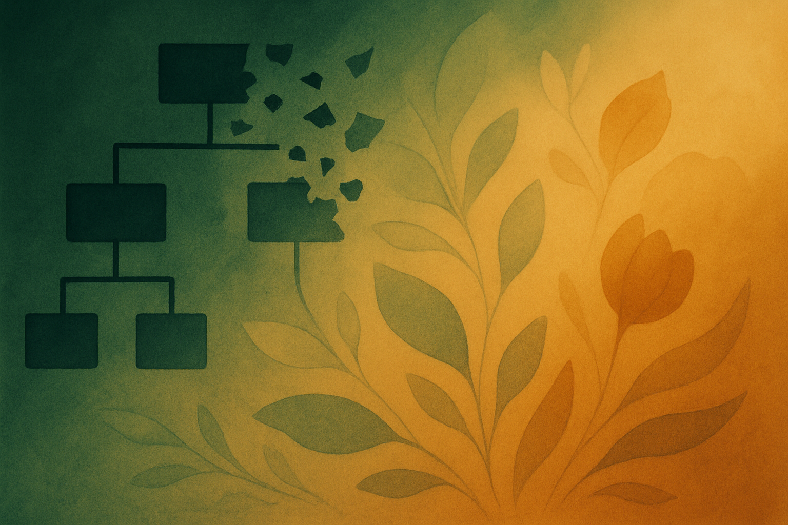 Abstract illustration representing organizational transformation and planning uncertainty