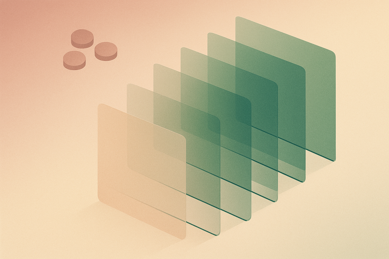 Abstract geometric planes of varying sizes in warm neutrals and moss accents, representing Unraid's mixed-drive storage architecture