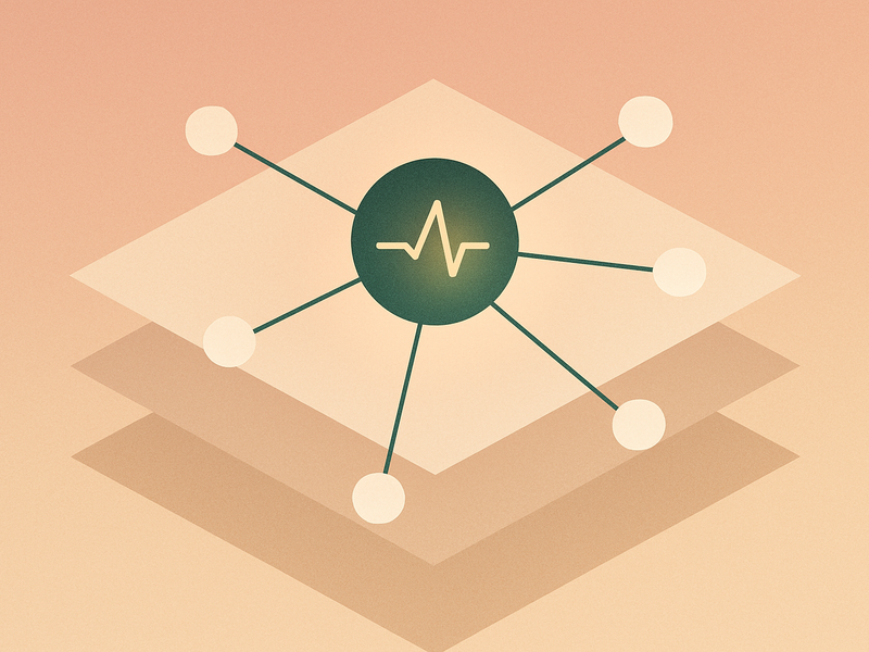 Abstract illustration of network monitoring concept with connected nodes on gradient background