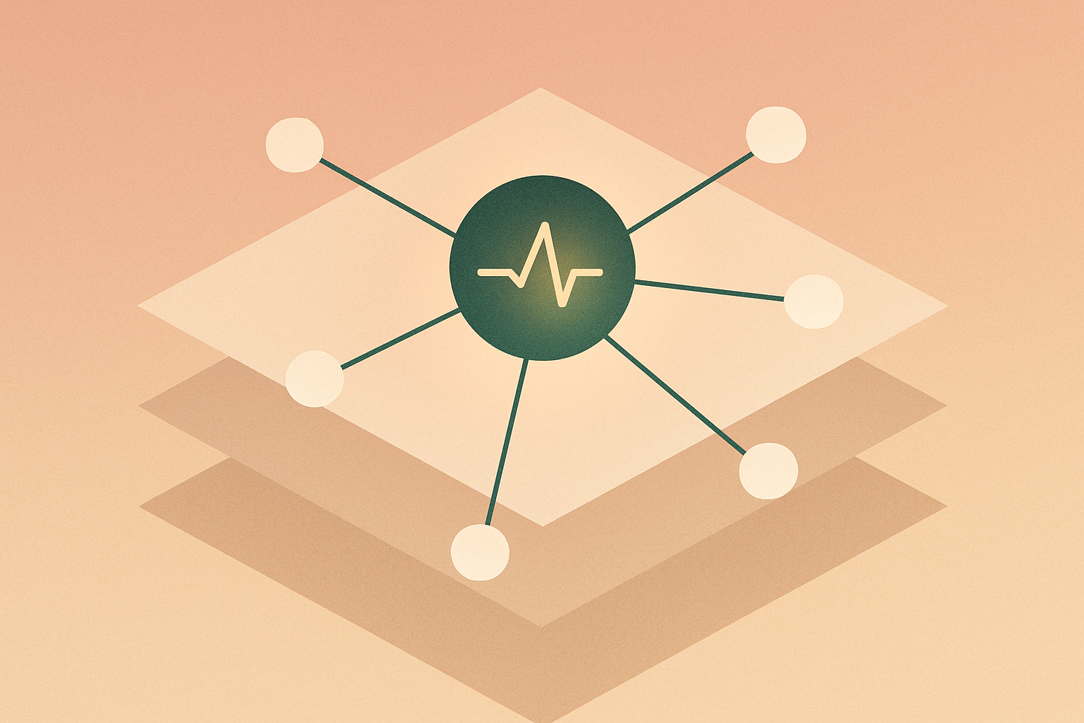 Abstract illustration of network monitoring concept with connected nodes on gradient background